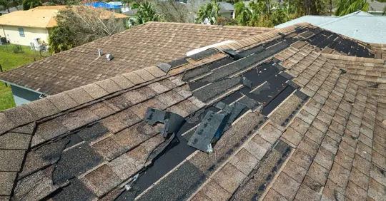 A damaged roof