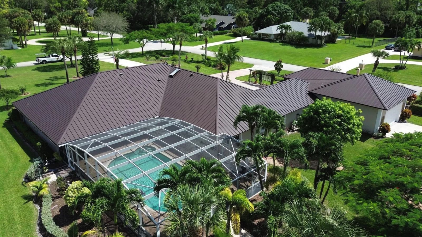Pool Enclosure Re-Roof project in North Palm Beach